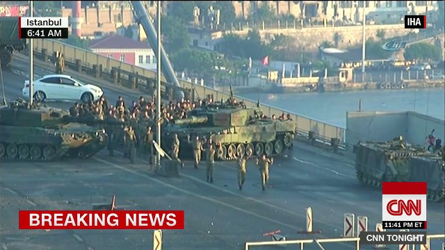Turkish soldiers walk with hands up #TurkeyCoupAttempt
