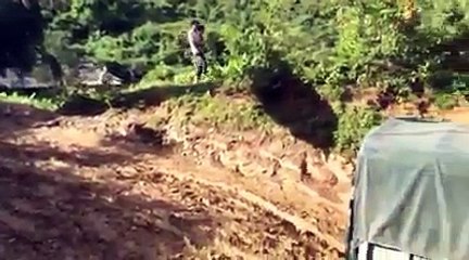 Cars Trapped In Mud After Rain Brings Flash Flooding To Lao cai County, Vietnam