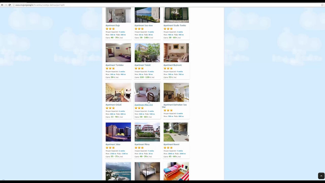 PRIVATE ACCOMMODATION, APARTMENTS AND ROOMS IN CROATIA