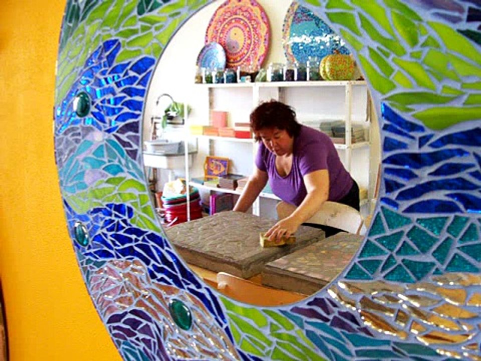 Mozaiek voor kunstwerk voor 25-jarig Sidhadorp, het voegen deel 7