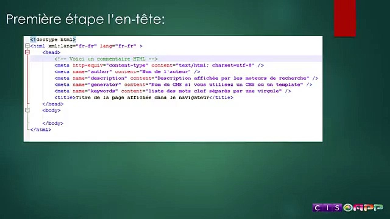 Formation a l'integration video 21 initiation au html