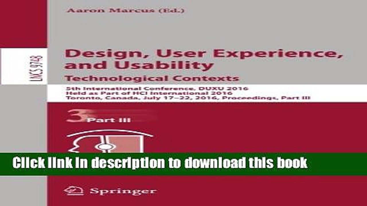 Read Design, User Experience, and Usability: Technological Contexts: 5th International Conference,