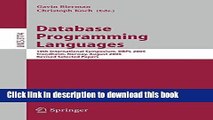 Read Database Programming Languages: 10th International Symposium, DBPL 2005, Trondheim, Norway,