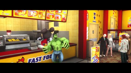 HULK & Mickey Mouse FUN!! Custom Green Lightning McQueen CARS Colors! + Children Songs & Rhymes HD
