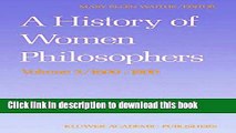 Read A History of Women Philosophers: Modern Women Philosophers, 1600-1900  Ebook Free