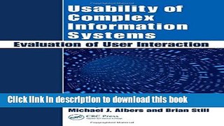 Read Usability of Complex Information Systems: Evaluation of User Interaction  Ebook Free