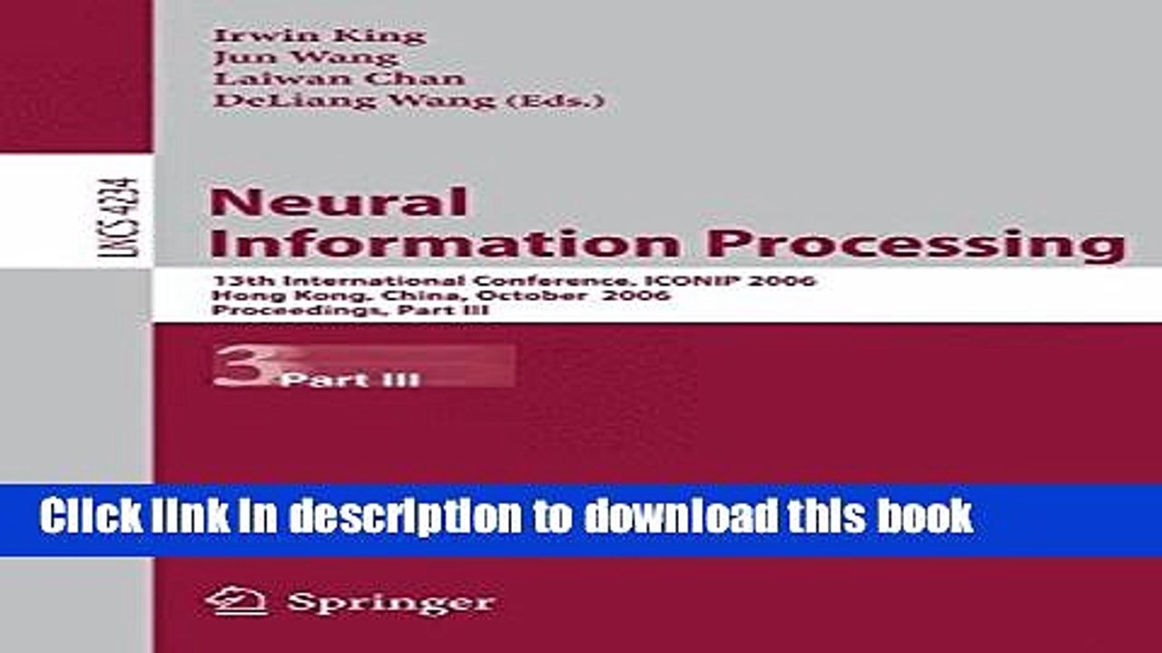 Read Neural Information Processing: 13th International Conference, ICONIP 2006, Hong Kong, China,