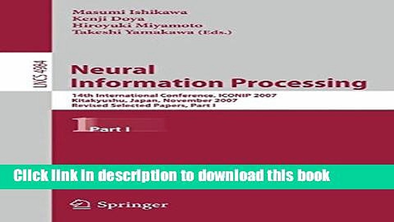 Read Neural Information Processing: 14th International Confernce, ICONIP 2007, Kitakyushu, Japan,