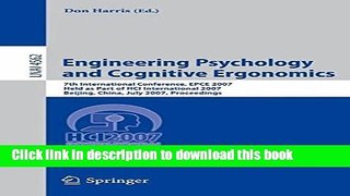 Read Engineering Psychology and Cognitive Ergonomics: 7th International Conference, EPCE 2007,