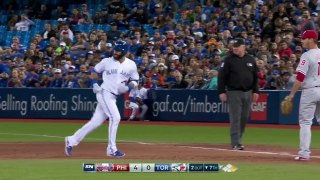 PHI@TOR - Galvis tries to stretch for a Bautista hit