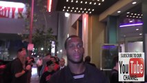 Geno Smith from New York Jets greets fans while leaving Regal LA Live Theatre in Los Angeles