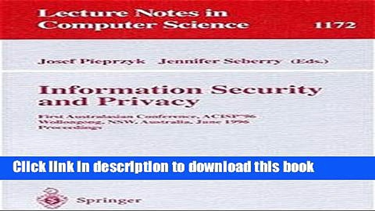 Read Information Security and Privacy: First Australasian Conference, ACISP  96, Wollongong, NSW,