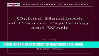 Read Book Oxford Handbook of Positive Psychology and Work (Oxford Library of Psychology) E-Book