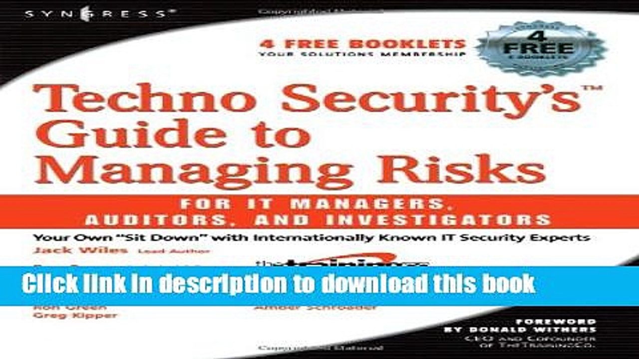 Download Techno Security s Guide to Managing Risks for IT Managers, Auditors and Investigators PDF