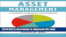 Read Asset Management: A Systematic Approach to Factor Investing (Financial Management Association