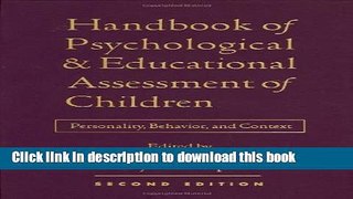 Read Book Handbook of Psychological and Educational Assessment of Children, 2/e: Personality,