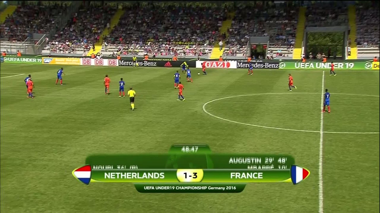 Foot - Euro - U19 - Bleus : Le deuxième but d'Augustin contre les Pays-Bas