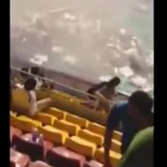 A roof collapses during a badminton competition