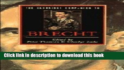 Read The Cambridge Companion to Brecht Ebook Free