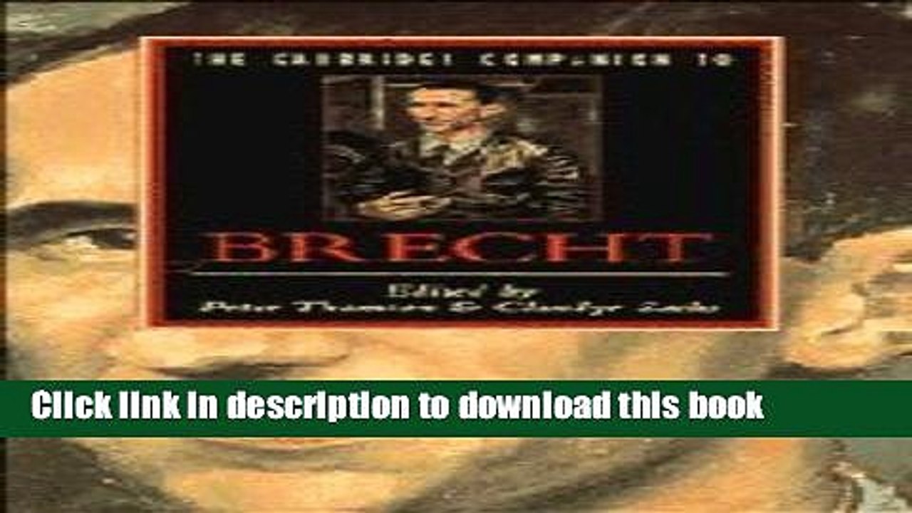 Read The Cambridge Companion to Brecht Ebook Free