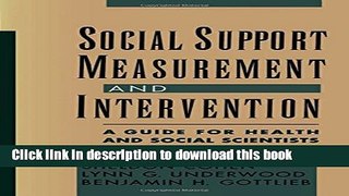 Read Book Social Support Measurement and Intervention: A Guide for Health and Social Scientists
