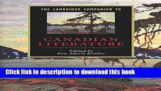 [PDF] The Cambridge Companion to Canadian Literature [Read] Online