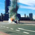 Blackfriars Bridge taxi on Fire