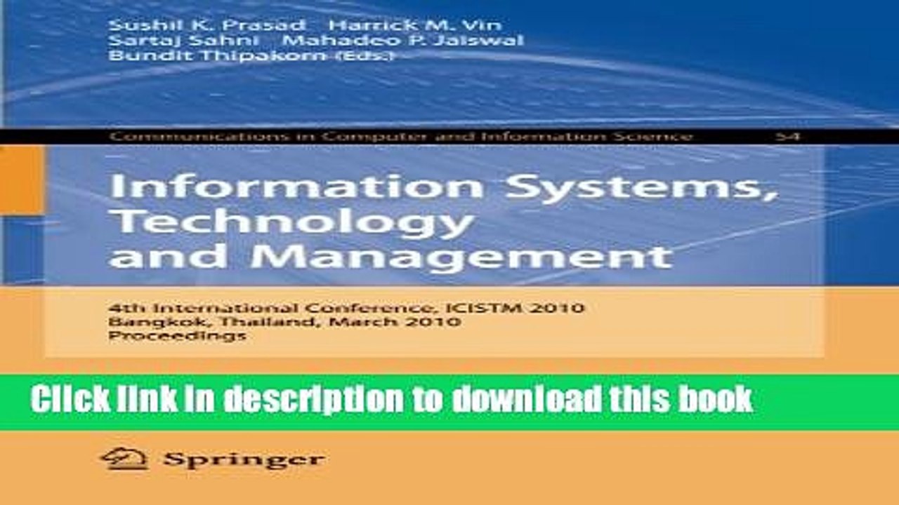 Read Information Systems, Technology and Management: 4th International Conference, ICISTM 2010,