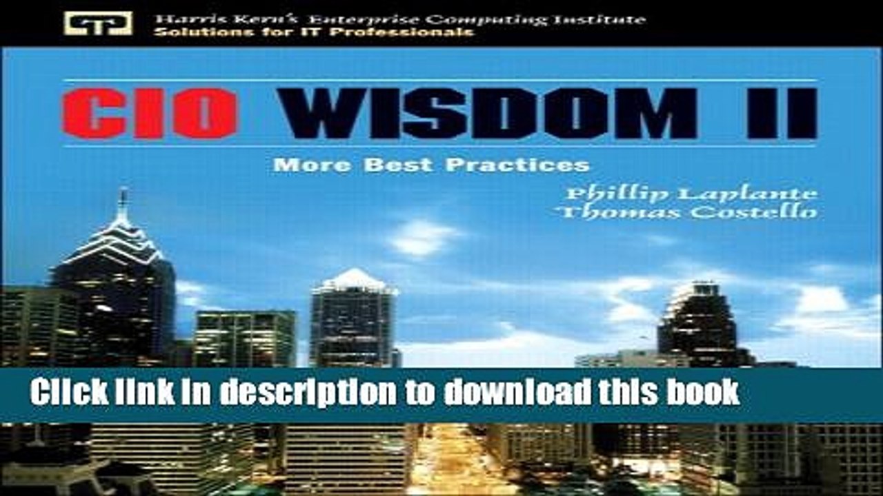 Download CIO Wisdom II: More Best Practices  PDF Online