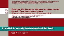 Read Data Privacy Management and Autonomous Spontaneous Security: 8th International Workshop, DPM