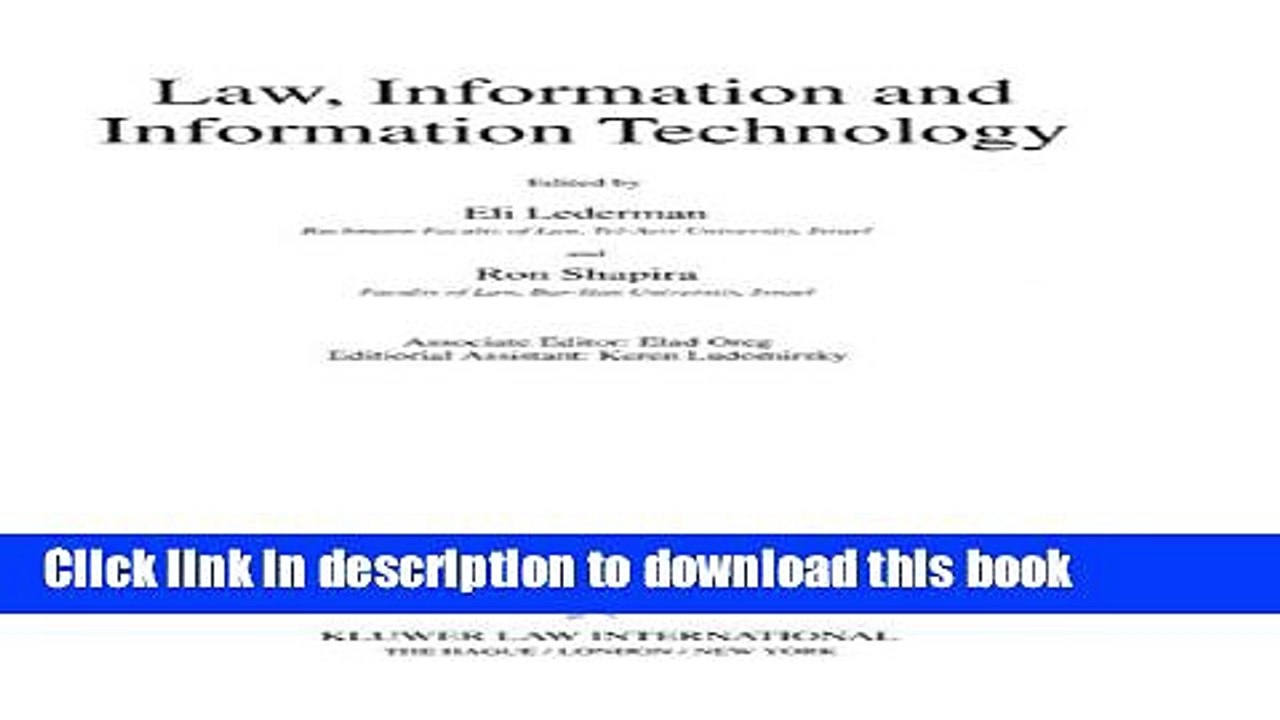 Read Law, Information and Information Technology (Law and Electronic Commerce)  PDF Free