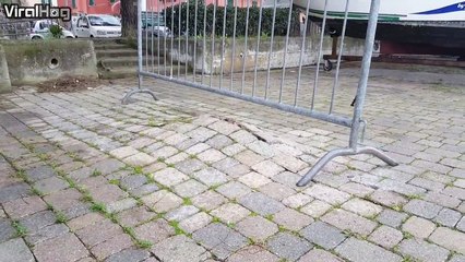 Waves passing underneath the pavement produce an amazing effect in Cadimare, Italy.