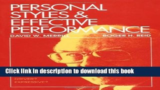 Read Personal Styles   Effective Performance  Ebook Free