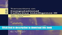 Read Transactions on Computational Collective Intelligence III (Lecture Notes in Computer
