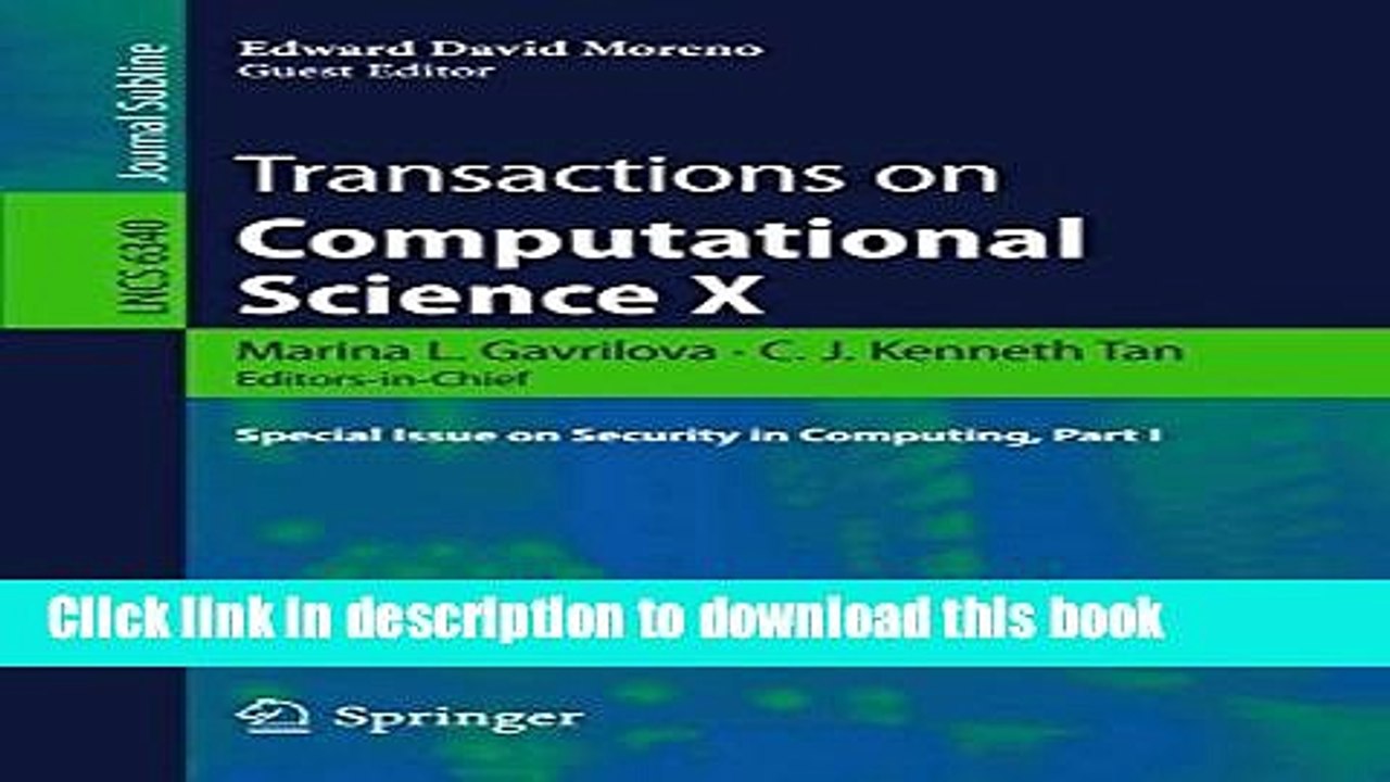 Read Transactions on Computational Science X: Special Issue on Security in Computing, Part I
