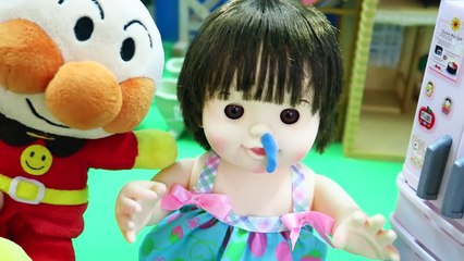 アンパンマン ぽぽちゃん 鼻水出てるよ！ 冷蔵庫開けすぎ注意 ティッシュでちーん！ Baby Doll Popo Chan