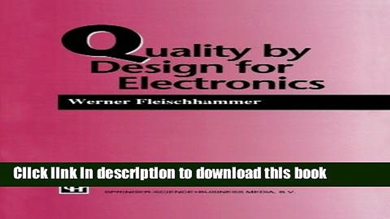 Read Quality by Design for Electronics Ebook Free