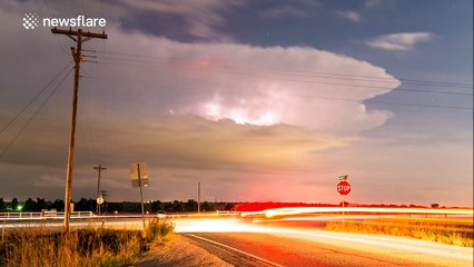 Cool lightning storm on a highway in Colorado