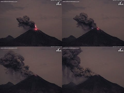 Fiery Blast, Lava Spew Seen During Colima Volcano Night Eruption