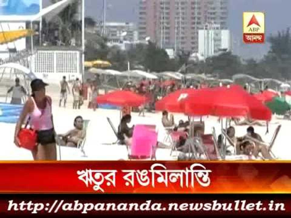 People enjoying different weather in various pa...