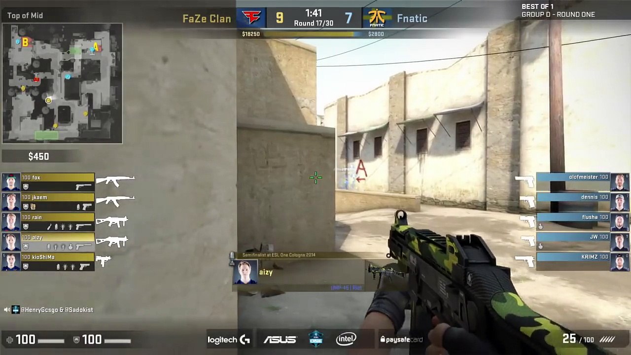 CS-GO - Fnatic vs. FaZe [Dust2] - ESL One Cologne 2016 - Group D_88