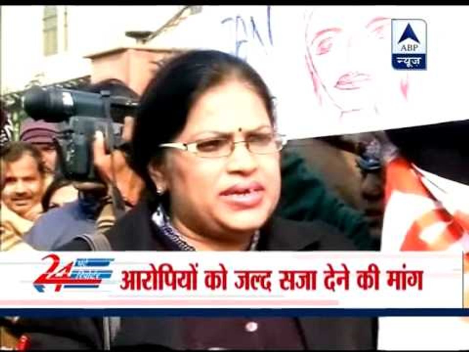 Woman lawyers protest outside of  Saket court against ganrape accused