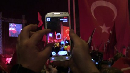 Pro-government supporters gather in Istanbul's Taksim Square