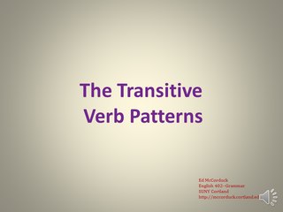 English Grammar Lecture 11: The Transitive Verb Patterns