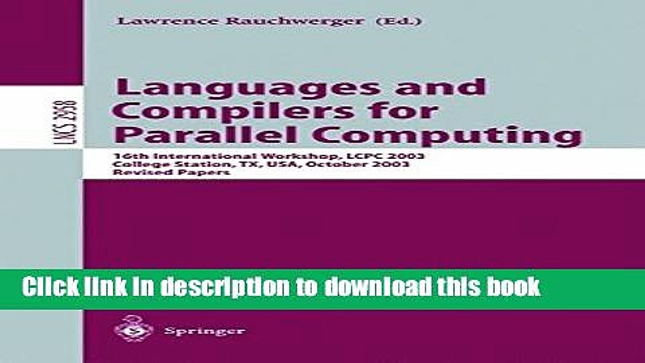 Read Languages and Compilers for Parallel Computing: 16th International Workshop, LCPC 2003,