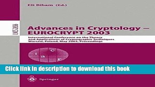 Read Advances in Cryptology -- EUROCRYPT 2003: International Conference on the Theory and