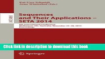 Read Sequences and Their Applications - SETA 2014: 8th International Conference, Melbourne, VIC,