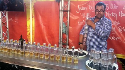 Mindblowing Bartender Pours 17 Jägerbombs Simultaneously Breaking World Record