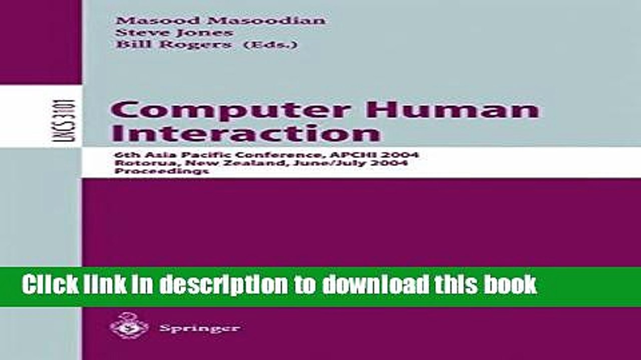 Read Computer Human Interaction: 6th Asia Pacific Conference, APCHI 2004, Rotorua, New Zealand,