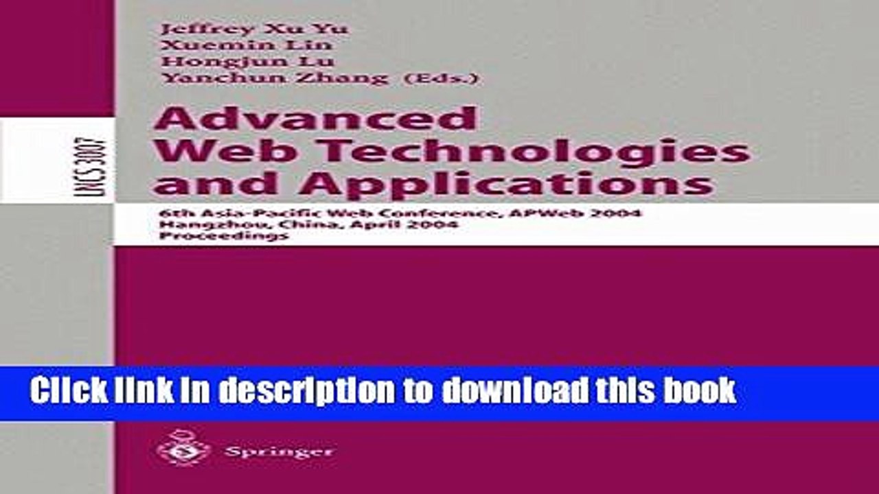 Download Advanced Web Technologies and Applications  PDF Online